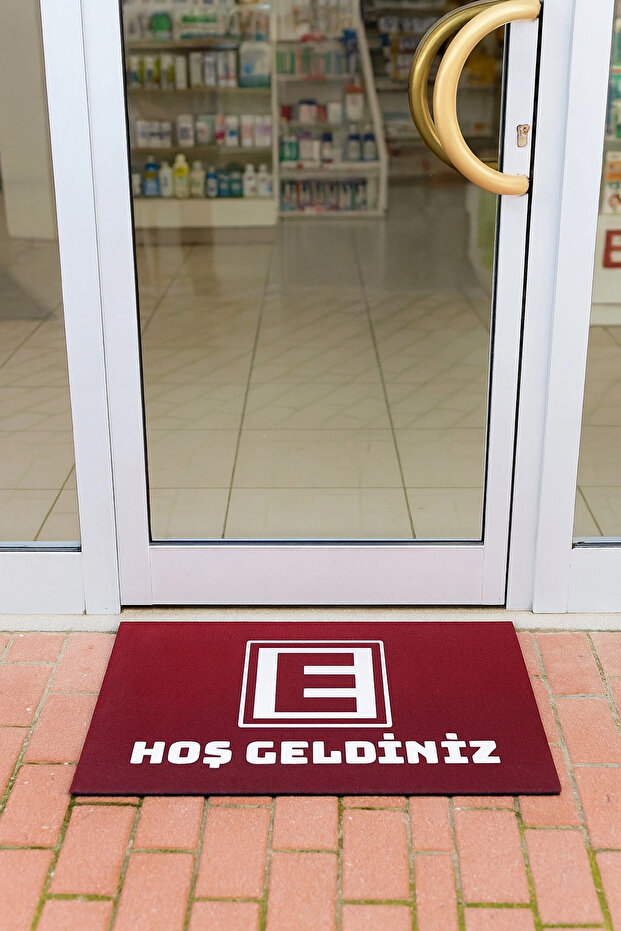 Pharmacy Logo Red Welcome Non-Slip Workplace Door Mat 45X70Cm