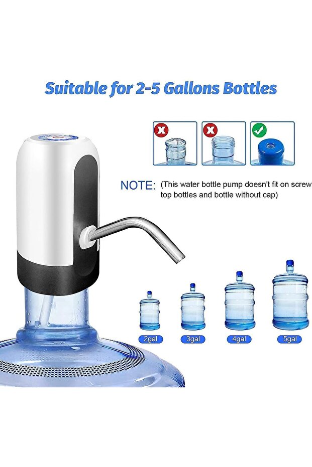 2-Pack UHM Electric Water Bottle Pump – USB Rechargeable Portable Water Dispenser for 2-5 Gallon J