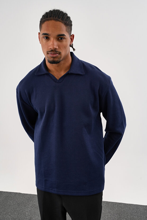 EASE Oversize Sweatshirt Lacivert - 1