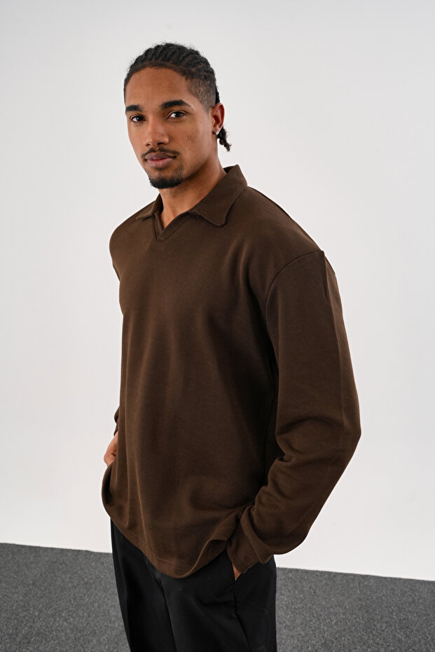 EASE Oversize Sweatshirt Kahve - 5