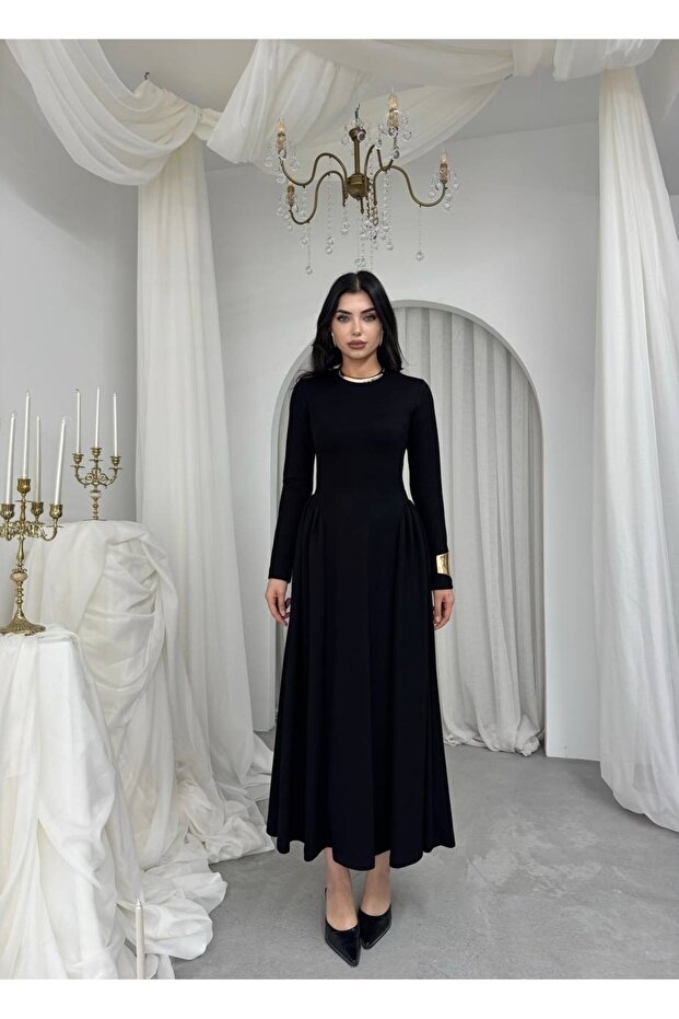 Modal Piliseli Kadın Elbise - 1