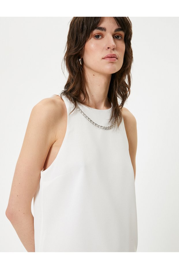 Chain Accessory Detail Mini Halter Neck Dress