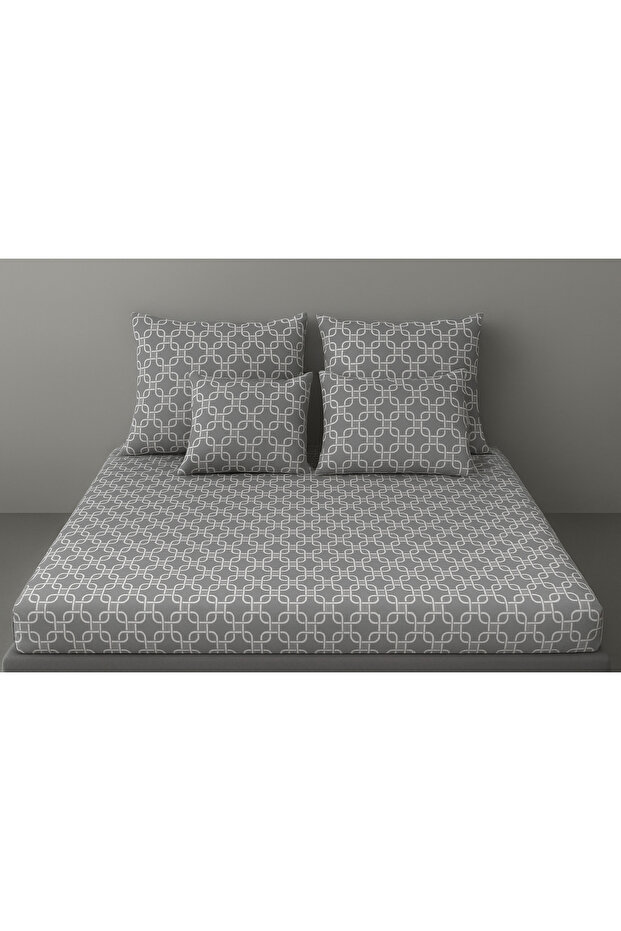 طقم ملاءات مطاطية كبيرة الحجم من الجيل الجديد بنمط سلسلة رمادية - 3