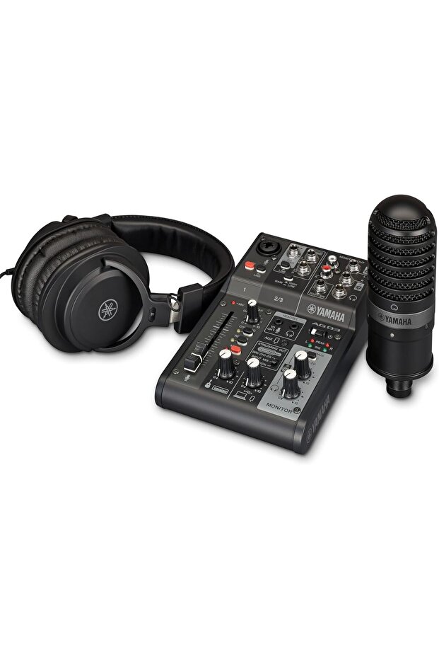 حزمة البث المباشر AG03 mkII LSPK باللون الأسود