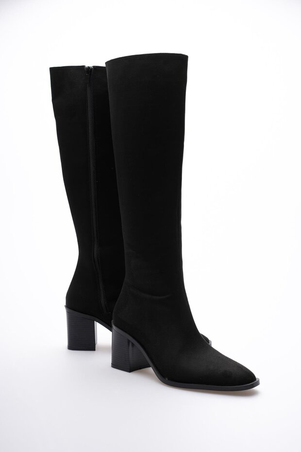 Women's Suede Boots Zippered Black Arsen