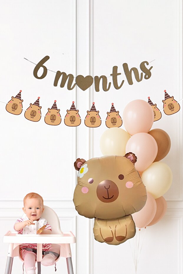 Capybara Theme 6 Month Ornament Set 6 Months Banner and Balloon Set