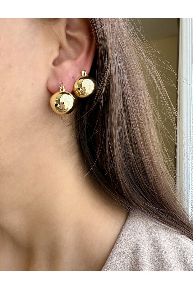 Steel Gold Ball Earrings