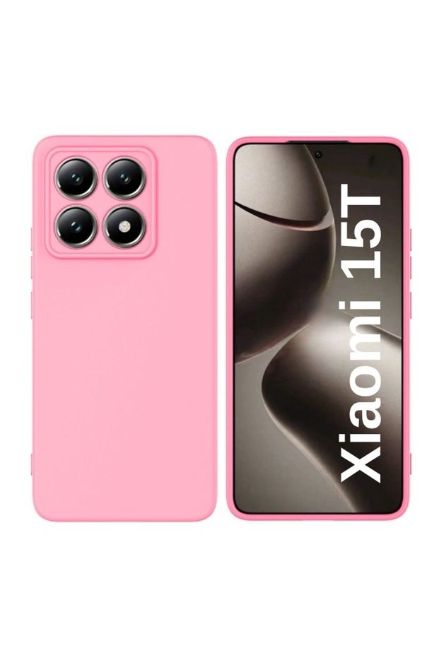 Xiaomi 15t Compatible Silicone Case - Flexible Pastel Color Cover with Camera Protection - Pink