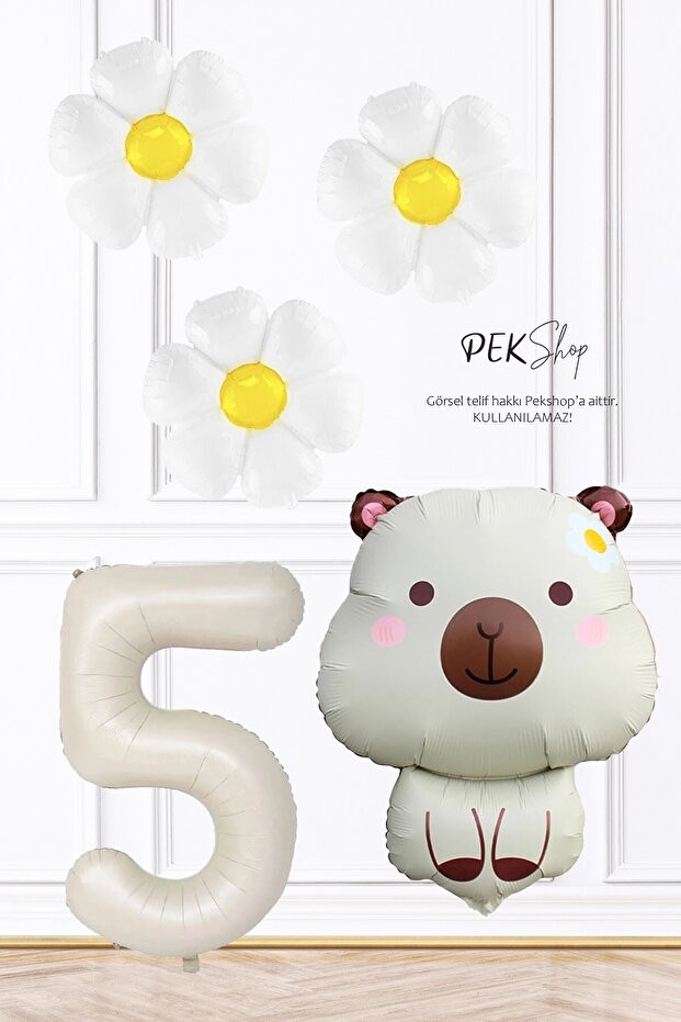 Kapibara Theme Birthday Daisy Balloon Set Capybara Concept