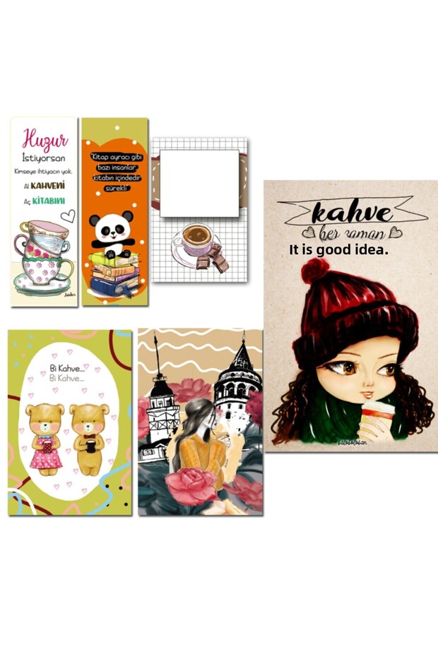 Coffee Shop Motto Set, Bookmark, Postcard, Poster
