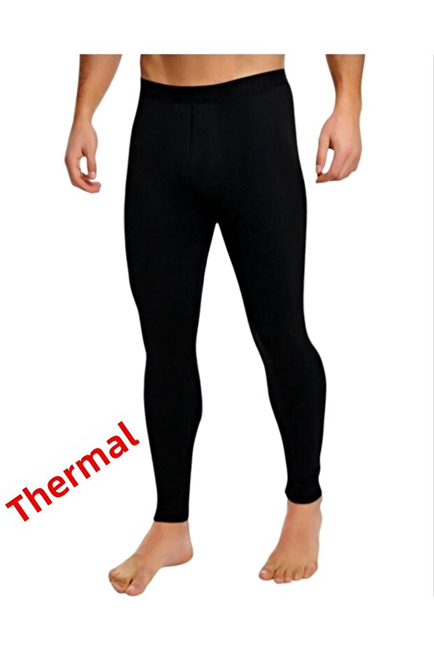 Thermal long sports leggings black unisex