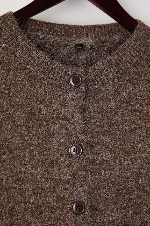 Wardrobe Essentials Vizon Alpaka Yünü Karışımlı Basic Triko Hırka TBBAW26AV00037 - 6