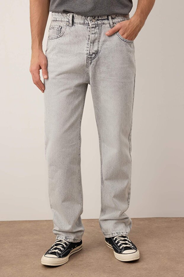 Gri Baggy /Bol Kesim Kot Pantolon Jeans TMNAW24JE00027 - 1