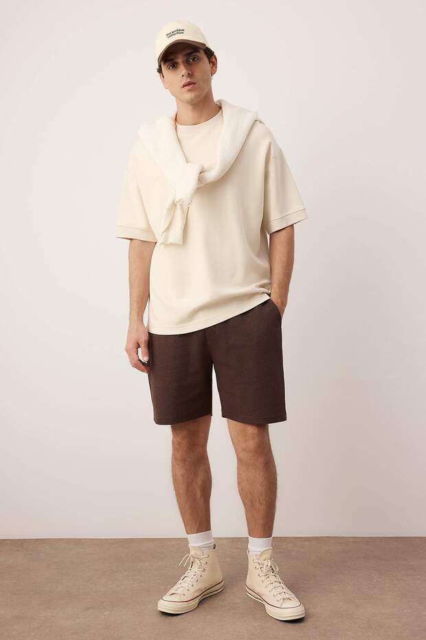 Schwarz-braune 2er-Pack Shorts und Bermudas mit regulärer/normalem Schnittstruktur TMNSS23SR00076 - 2