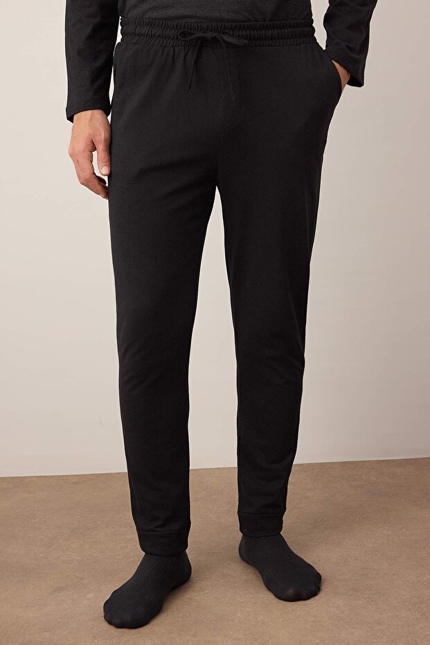 Siyah Baskılı Reglan Kol Örme Pijama Takımı TMNAW23PT00032 - 3