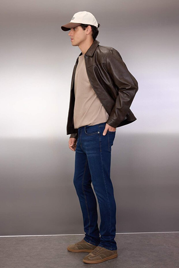 Lacivert Esnek Kumaş Regular Fit Jeans Kot Pantolon TMNAW23JE00036 - 3