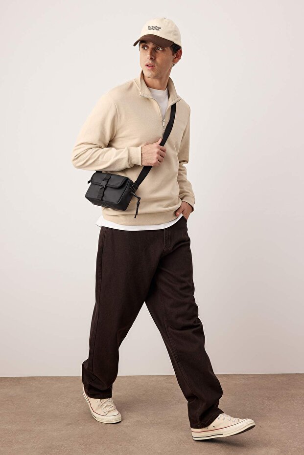 Kamienna Regular/Normalny krój Stojący kołnierz Gruba bluza z polarową podszewką TMNAW26SW00021 - 2