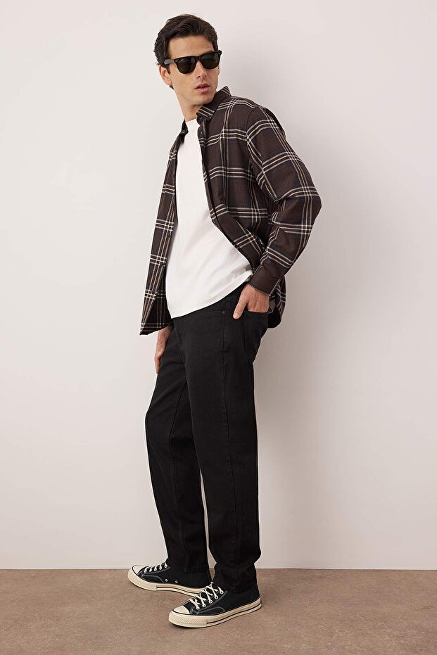Siyah Relax Fit Boyfriend Jeans Kot Pantolon TMNAW23JE00076 - 3