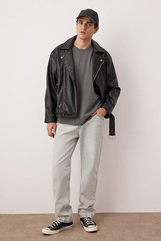 Gri Baggy /Bol Kesim Kot Pantolon Jeans TMNAW24JE00027 - 2