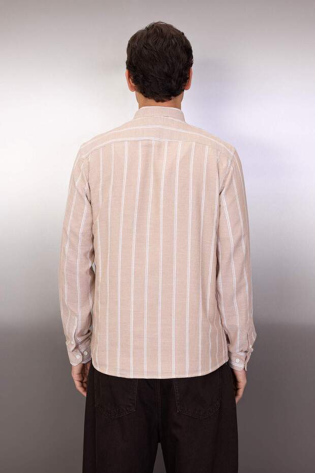 Taş Slim Fit Düğmeli Yaka Çizgili Gömlek TMNSS22GO0028 - 4