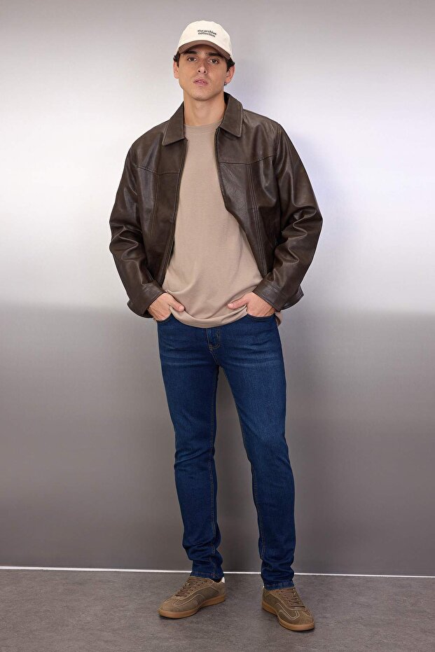 Lacivert Esnek Kumaş Regular Fit Jeans Kot Pantolon TMNAW23JE00036 - 2
