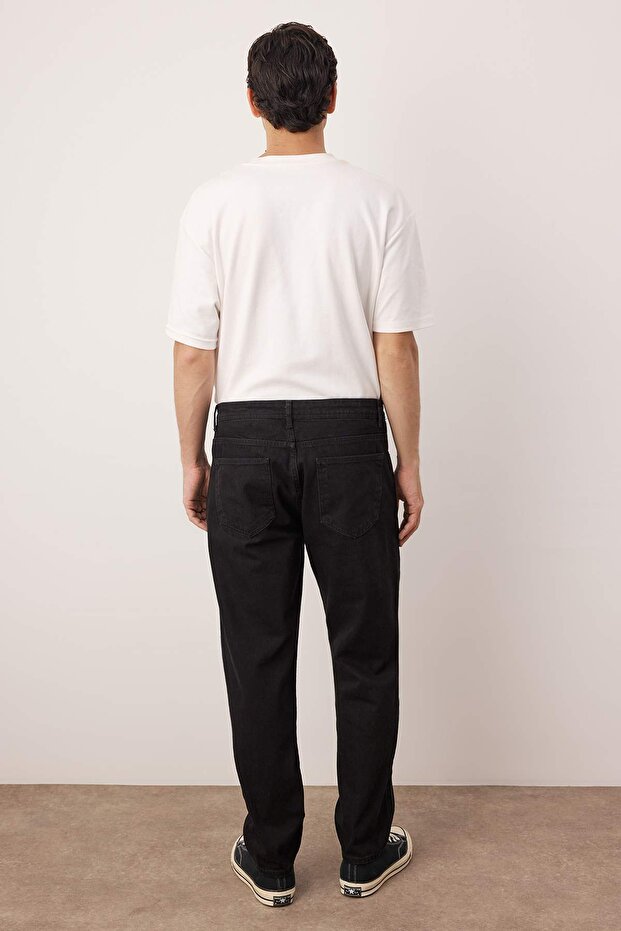 Siyah Relax Fit Boyfriend Jeans Kot Pantolon TMNAW23JE00076 - 4