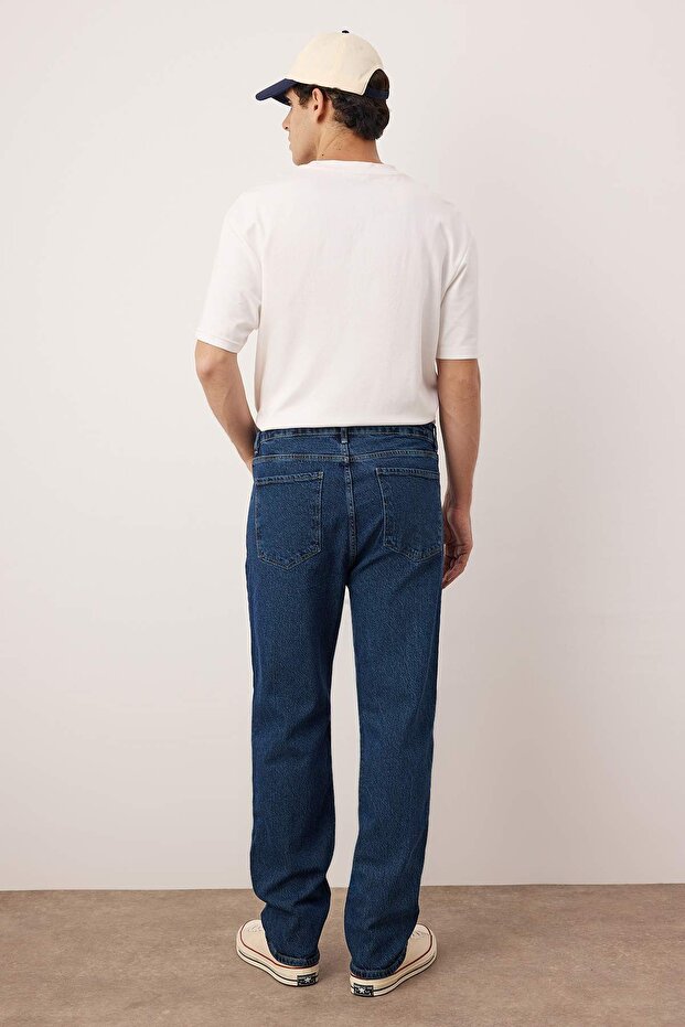 Lacivert Baggy/90's Straight Fit Jeans Bol Kot Pantolon TMNSS24JE00012 - 4