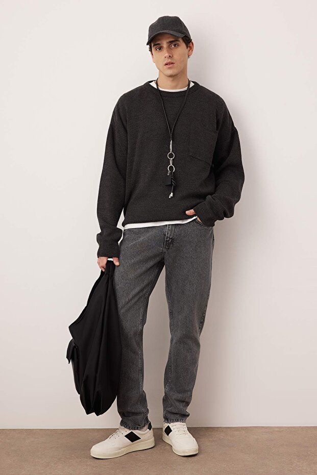 Gri Essential Fit Jeans Kot Pantolon TMNAW23JE00104 - 2