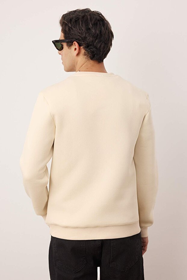 Taş Regular/Normal Kesim Nakışlı İçi Polarlı Pamuk Sweatshirt TMNAW24SW00127 - 4