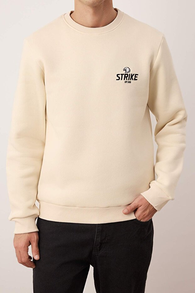 Taş Regular/Normal Kesim Nakışlı İçi Polarlı Pamuk Sweatshirt TMNAW24SW00127 - 3