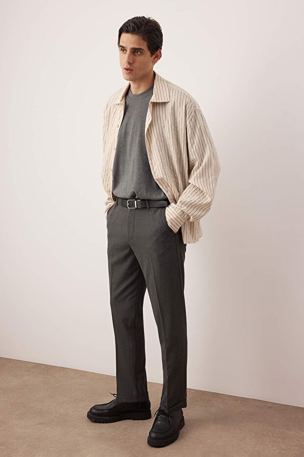 Antrasit Erkek Boyfriend Fit Kumaş Pantolon TMNAW26PL00017 - 8
