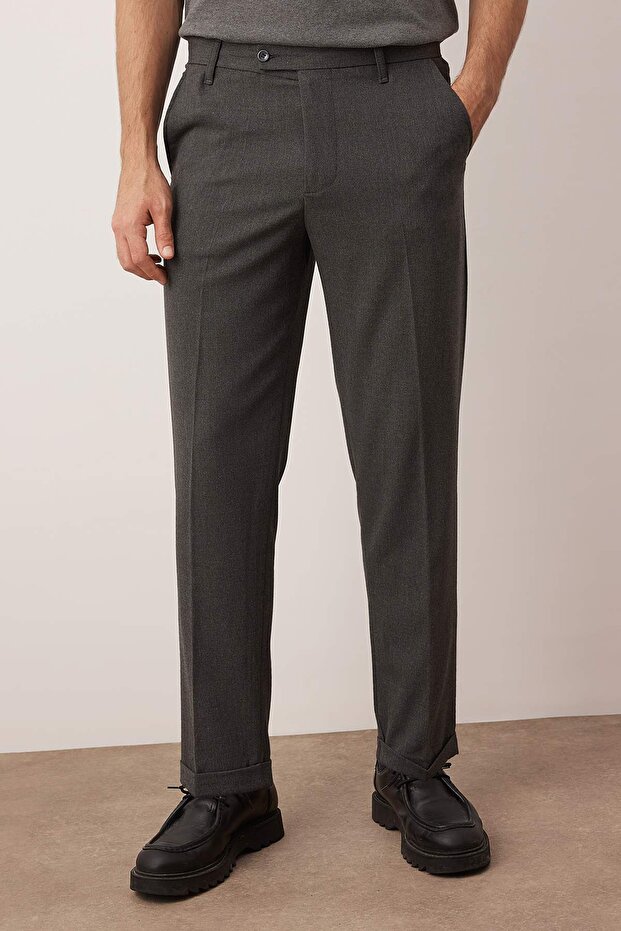 Antrasit Erkek Boyfriend Fit Kumaş Pantolon TMNAW26PL00017 - 6