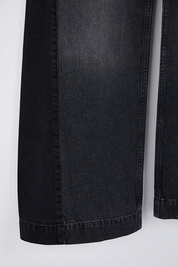 Antrasit Yüksek Bel Renk Bloklu Wide Leg Jeans TWOAW26JE00099 - 6