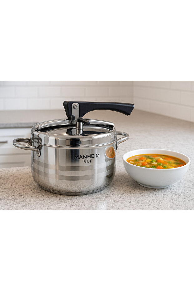 Stainless Steel Pressure Cooker 5 Lt with Safety Lid Induction Compatible