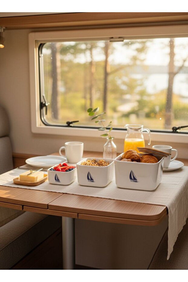 Set of 4 Storage Containers Lunch Box with Natural Wooden Lid (4X400Ml) - 2