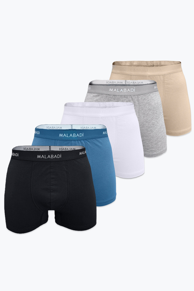 Men's Assorted Color 5-Piece Cotton Elastane Boxers 5m075
