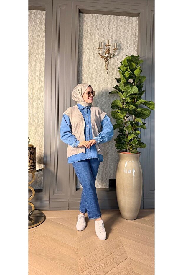 TRİKO DENIM GÖMLEK - 4