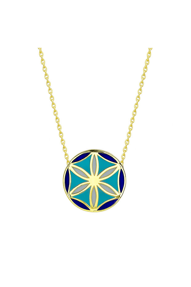 Yaşam Çiçeği Altın Mineli Kolye - 1