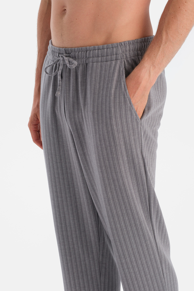 Gri Desenli Örme Pantolon - 5