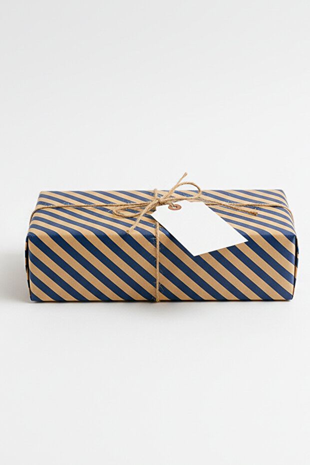 Kraft Navy Blue Ribbon Line Wrapping Paper 33 Pieces 70X100Cm Gift Packaging Gift Paper