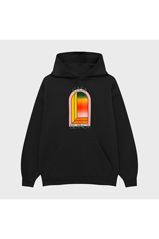 Casablanca Window Printed Oversize Unisex 100% Cotton Breathable Sweatshirt Hooded Hoodie