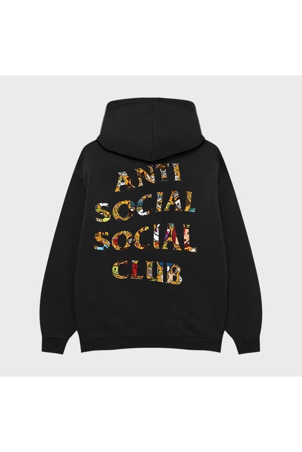 Anti Social Social Club Drawing Printed Oversize Unisex 100% Cotton Breathable Sweatshirt Hoodie