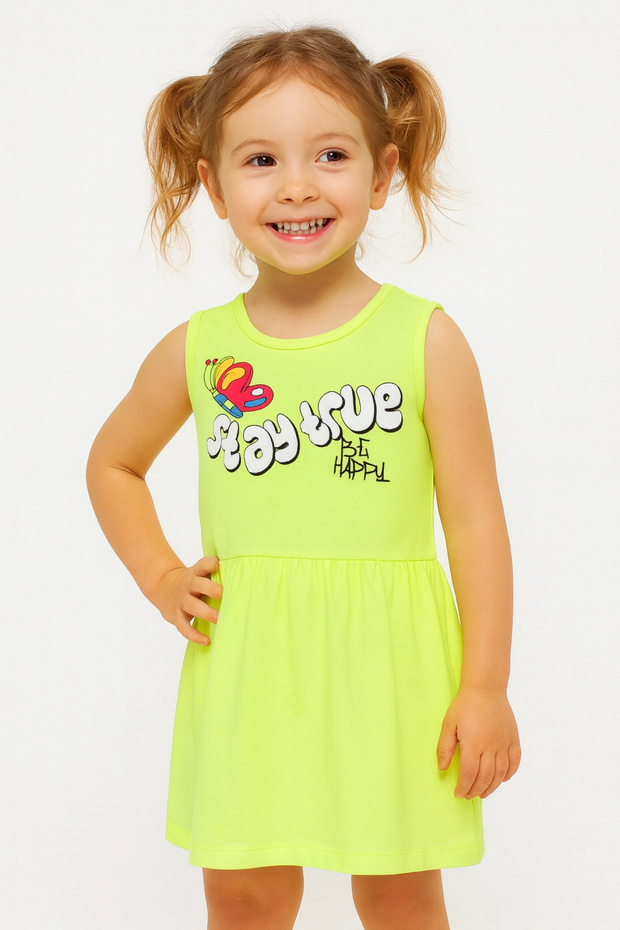 Patterned Girl Dress-Girls Clothing