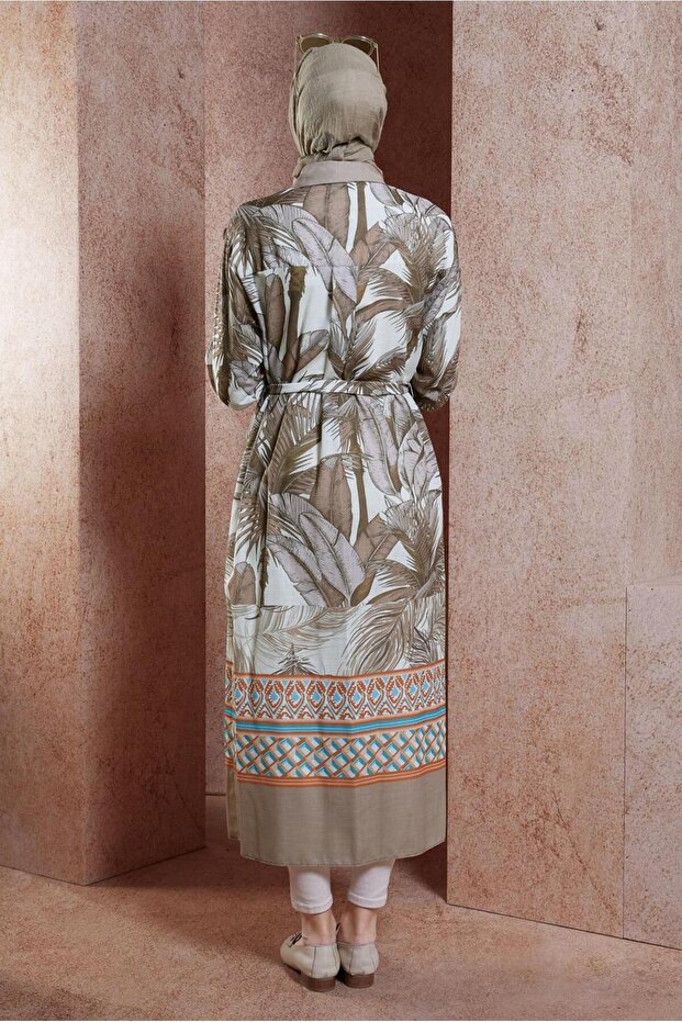 44772 موديل تونيك كتان منقوش - تصميم تأثير - 3