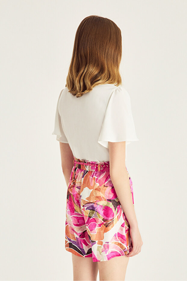 Beli Kuşaklı Duble Paça Şort - 4