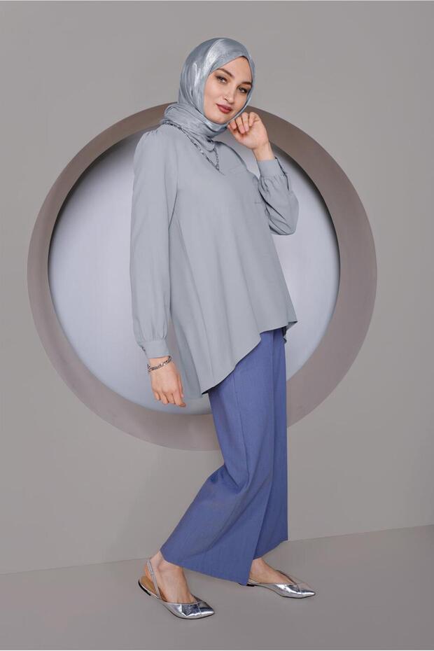 YUVARLAK YAKA CEPLİ TUNİK 40732 - 2