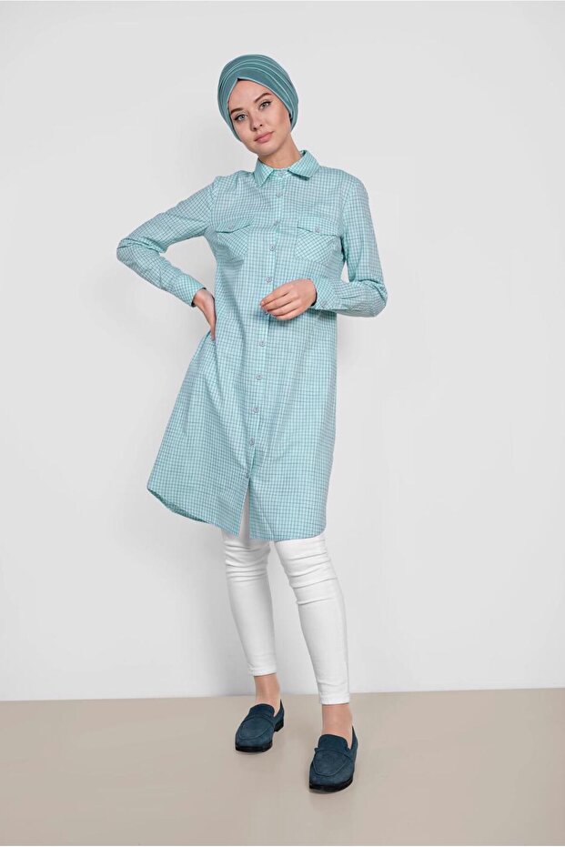 Square Patterned Cotton Tunic 4149 - 2