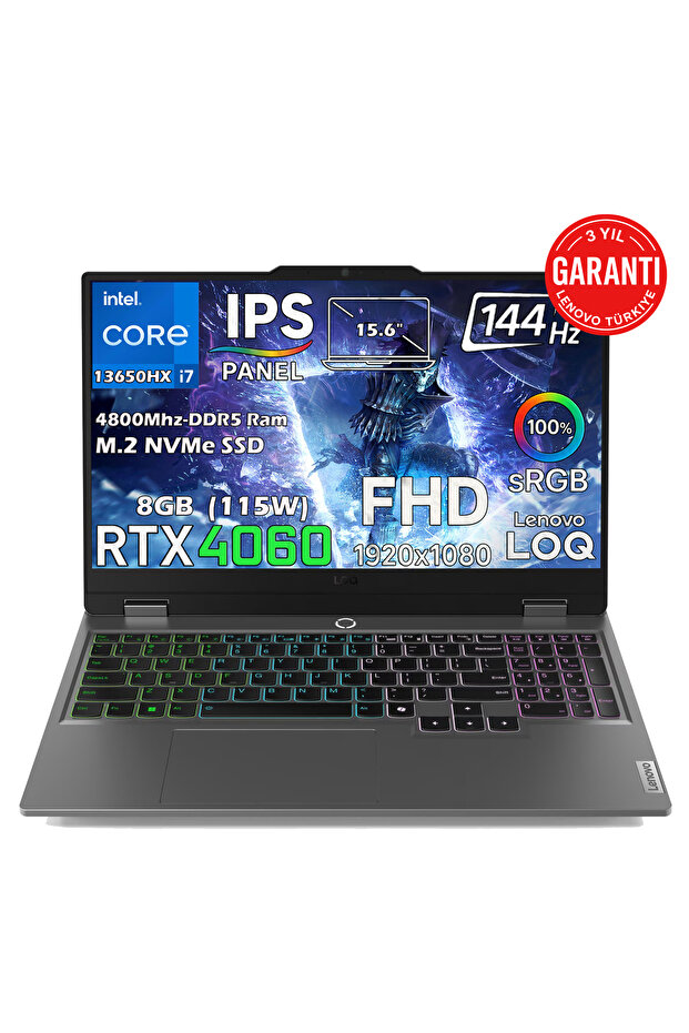 Loq 15ırx9 Intel Core I7 13650hx 24gb 1tb Ssd Rtx 4060 115w 15.6" 144hz Fhd Ips Freedos 83dv011gtrt2 - 1