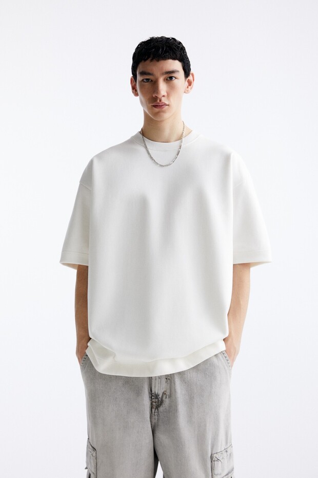 Kısa kollu interlok sweatshirt - 1