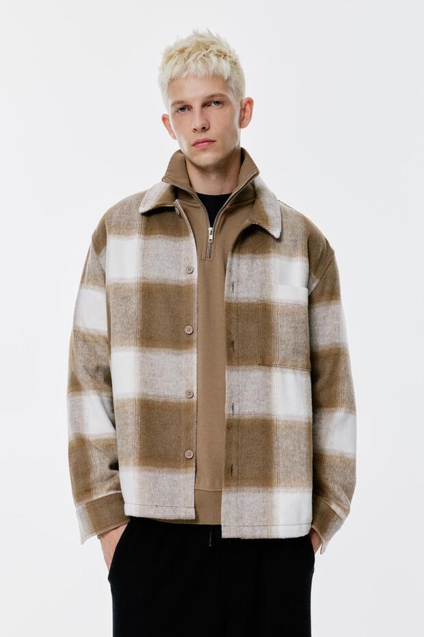 Cepli kareli ince ceket - 1